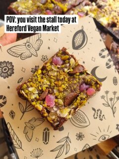 POV: You visit the stall today at @veganfairs Hereford Vegan Market (swipe for a jumpscare)I had planned a whole different post showing the Dark Stout brownies I baked for today saying how it feels like I'm betraying my heritage and Fatherland by taking Guinness brownies to Wales so soon after St David's day and had a joke about how the leek & lavabread ones didn't turn out so good but it turns out Hereford is in England so I'm glad nobody knows how close I came to public humiliation Anyway I'm great at baking and thick at geography so come and visit me if you're in the area (of Hereford which is in England but very, very, VERY close to Wales and the line is really weird and wiggly on the map so I'll go down a wiki hole about all the wars and castles in that area later)K BYE LOVE Ux#hereford #veganmarket #veganfestival #plantbased