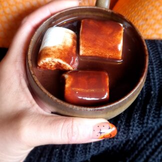 Hot chocolate made up in a cup